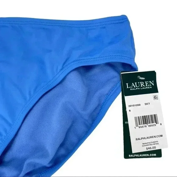Lauren Ralph Lauren Sky Blue Beach Club Solid Hipster Swim Bottoms - Picture 5 of 8